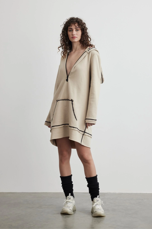 Hoodie Dress | Goddess of Fire - Beige