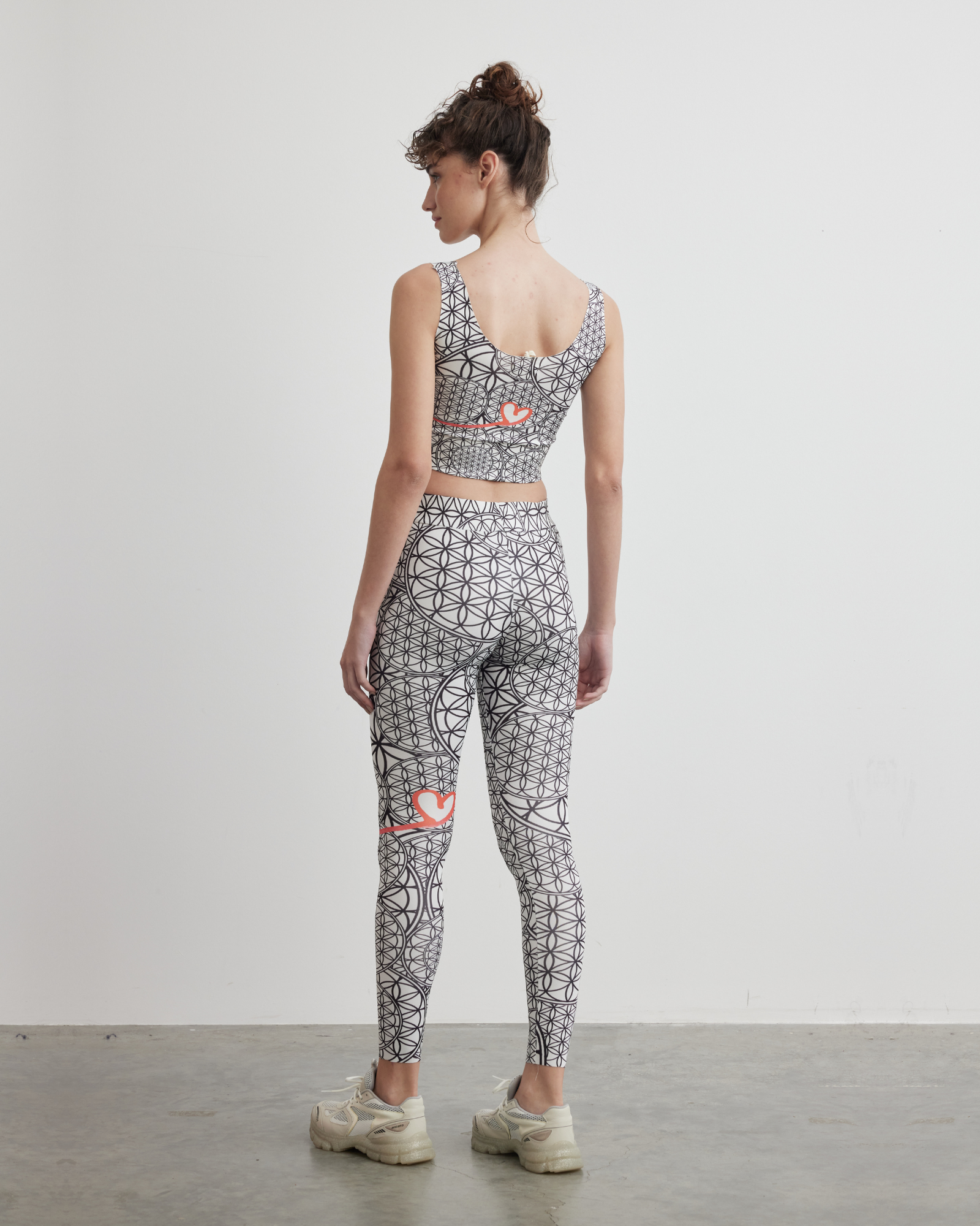Recycled High Waist Legging | Goddess of Flower of Life White
