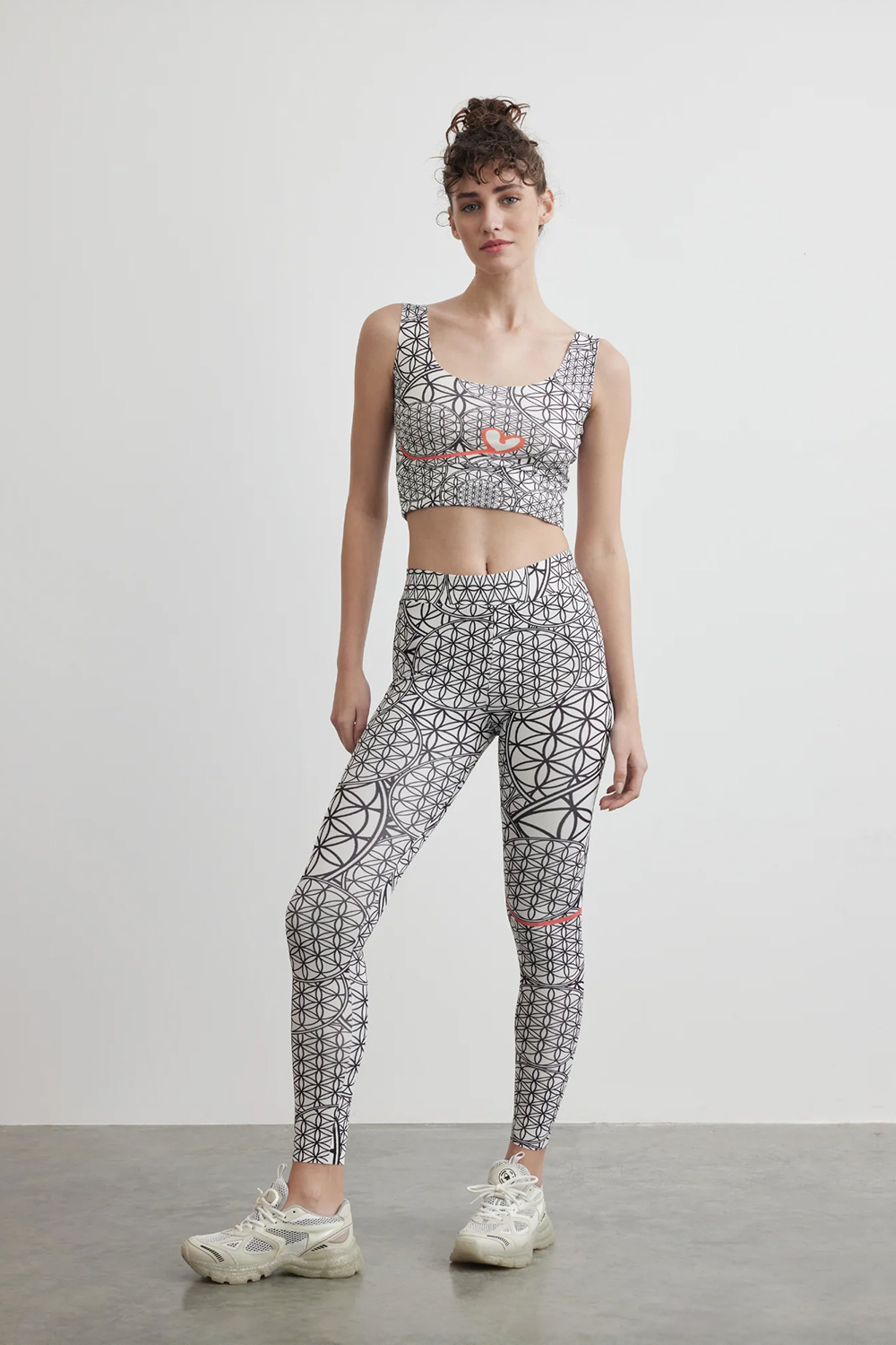Recycled High Waist Legging | Goddess of Flower of Life White